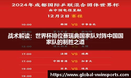 战术解读：世界杯排位赛瑞典国家队对阵中国国家队的制胜之道